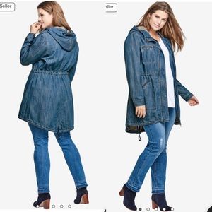 Ellos Denim Anorak Zip Jacket w/ Drawstring